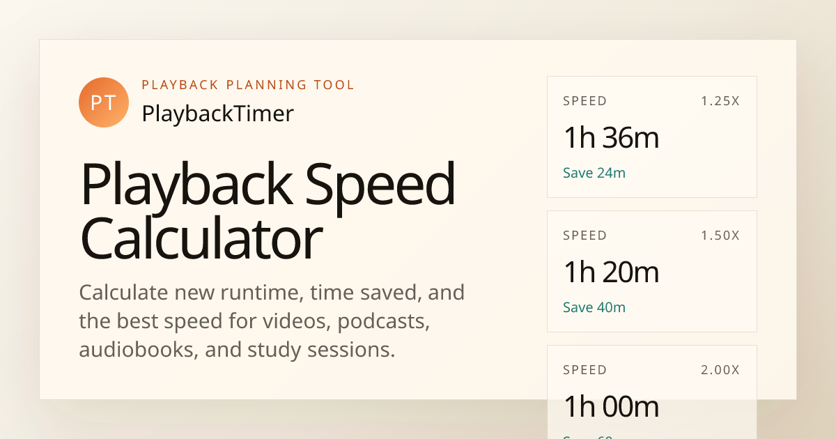 Video Speed Calculator | PlaybackTimer